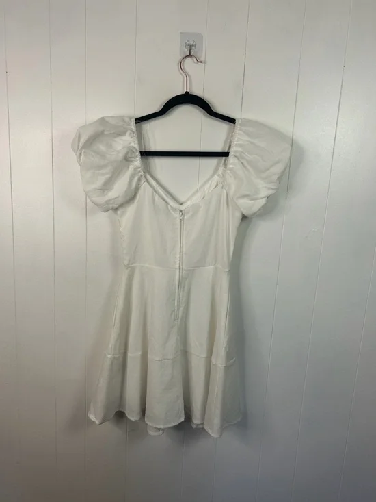 Trixxi White Mini Dress Puff Sleeve Fit Flare Cottagecore Summer Size Small New - Picture 5 of 13